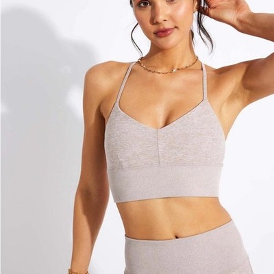 Alo Yoga Alosoft Lavish Bra Dusty Pink Heathered Women's Small New Premium 