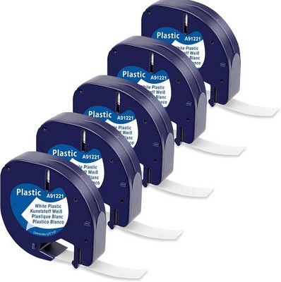 91221 Schriftband Kompatibel für Dymo Letra Tag Band LT-100T XM XR Weiß 12mm 1/2