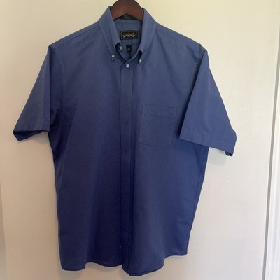 Men's Blue Short Sleeve Button Down Arrow Co. Oxford Shirt, Size 16 1/2