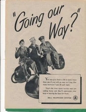 Magazine Ad - 1945 - AT&T / Bell System - World War II - 3 Soldiers