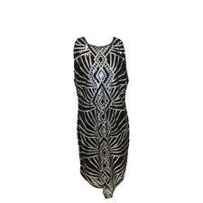 bisou bisou dress 14 Black Silver Sequins Geometric Design Body Con Sleeveless