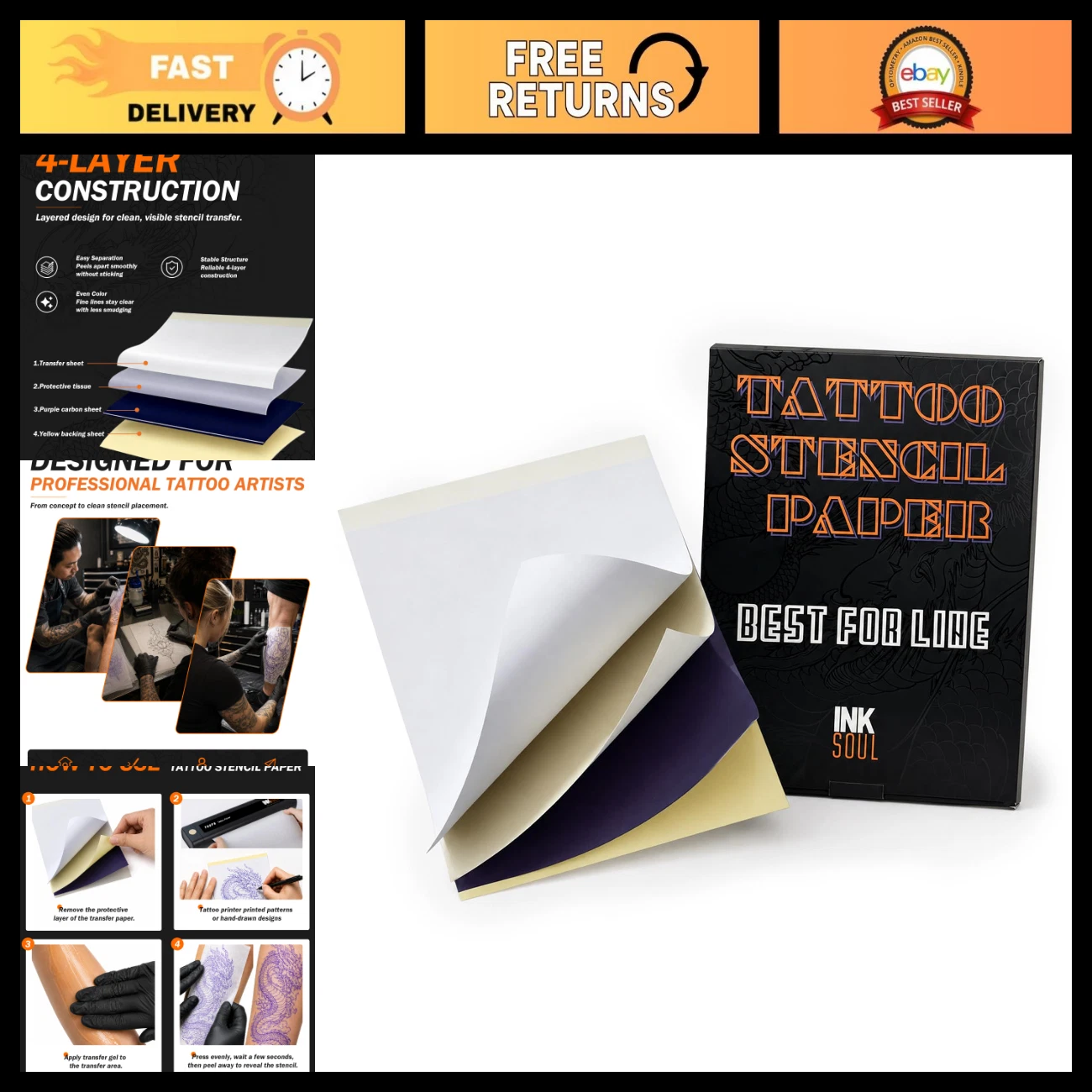 Tattoo Transfer Paper A4 Size - 100 Sheets, Professional Quality, Easy to Use image 1