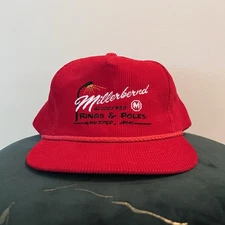 Vintage Red Corduroy Rope Snapback Hat Millerbernd Rings & Poles Winsted MN