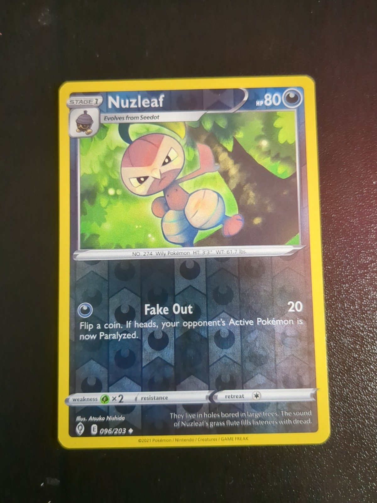 Nuzleaf 096/203 Swsh07: Evolving Skies Reverse Holo