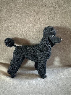 Vintage Black Poodle Dog Ornament Figurine Ceramic Collectable