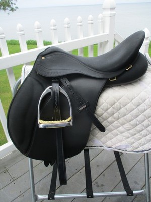 17'' XW Wintec 2000 Adjustable English A/P Saddle, new Leathers & used irons