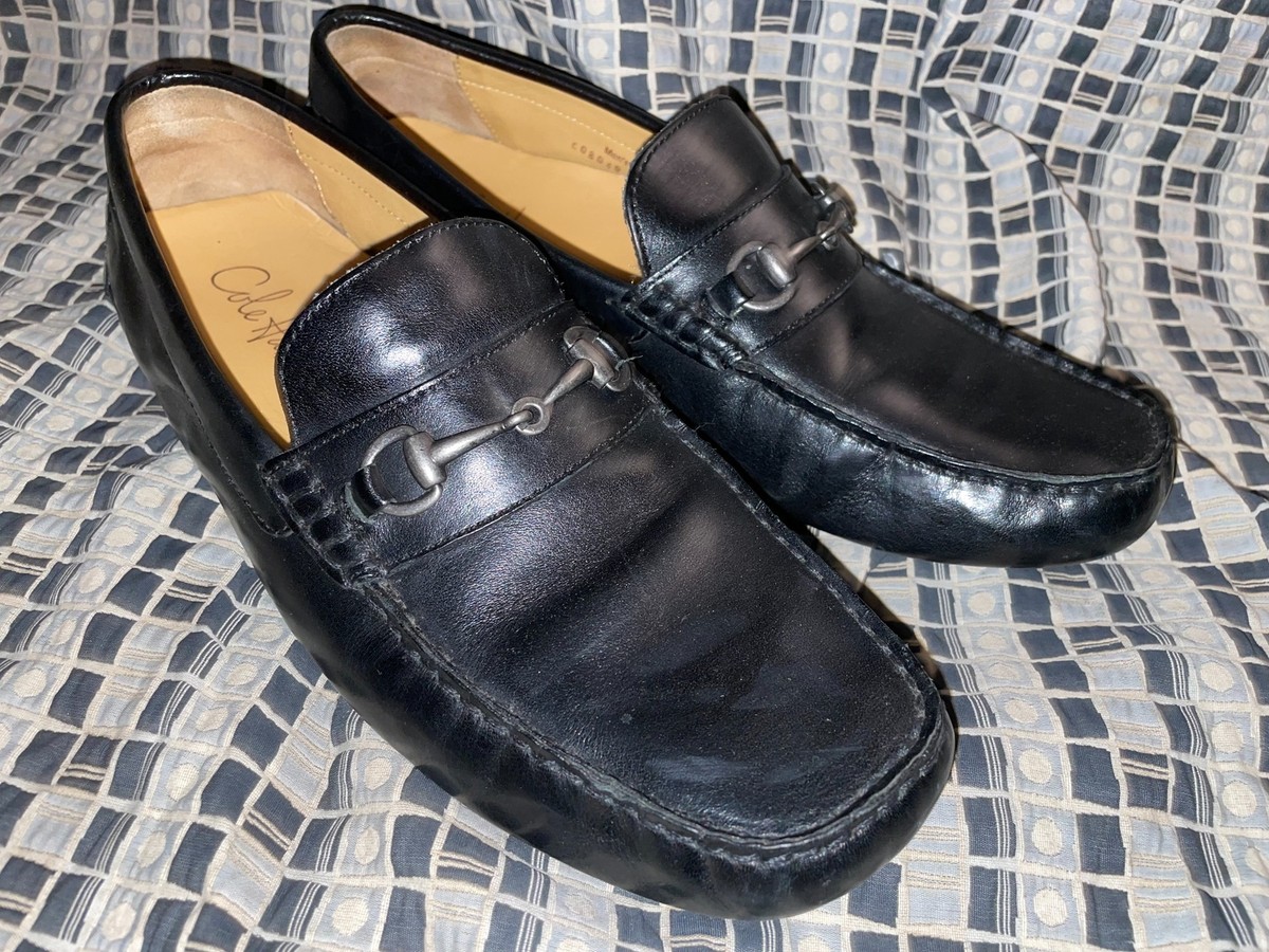 MENS COLE HAAN BLACK LEATHER HORSE BIT C08049 SQUARE TOE