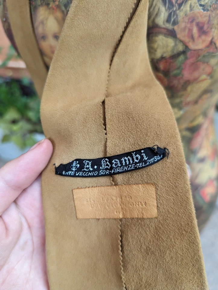 Corbata vintage años 70 A.Bambi 100 % cuero gamuza discoteca Foto 3 de 4