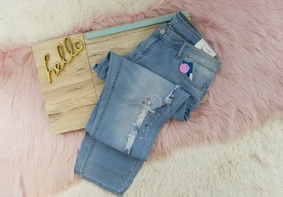 pearl embellished jeans plus size