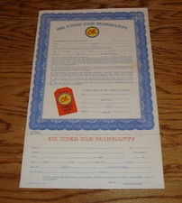 Original 1949 1950 Chevrolet OK Used Car Warranty Sheet 49 50 Chevy