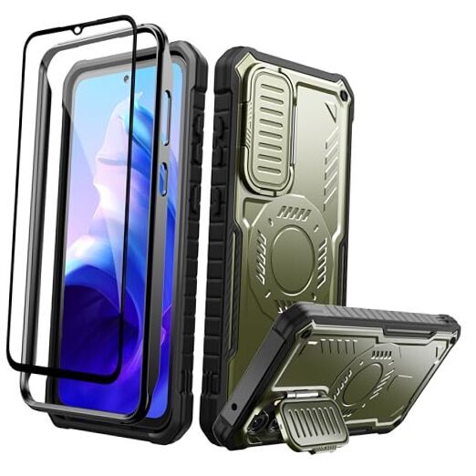 for Samsung Galaxy S23 FE Case with Screen Protector, Military Grade Green