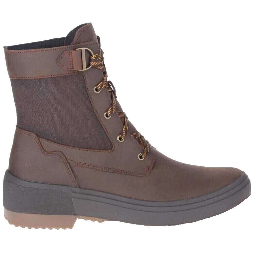 Botas marrones Merrell superior de cuero para mujeres