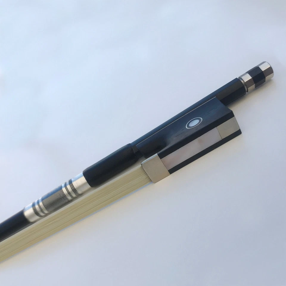 1/2 Carbon Fiber Violin Bow Natural Horsehair Ebony Frog Round Stick from USA - Image 4 of 4