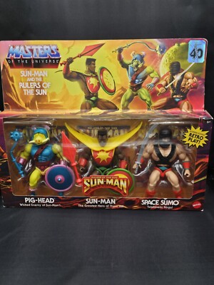 MOTU Sun-Man and the Rulers of the Sun 3pk Exclusive Pig-Head and Space Sumo NEW