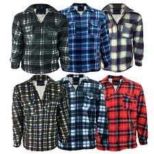 Male Padded-Shirts Quilted Fleece Lumberjack Shirt Top Coats Jackets 