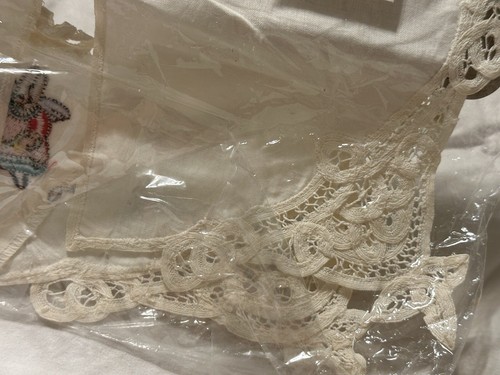 Vtg 1995 Daisy Kingdom Christmas Angel Bunny Embroidered Collar White Lacey New - Picture 11 of 11