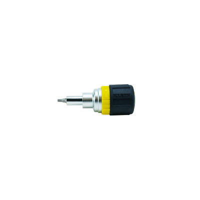 Klein Tools 32594 6-in-1 Ratcheting Stubby Screwdriver with Square Recess