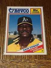 ATHLETICS A'S DAVE STEWART 1988 TOPPS REVCO LEAGUE LEADERS #29