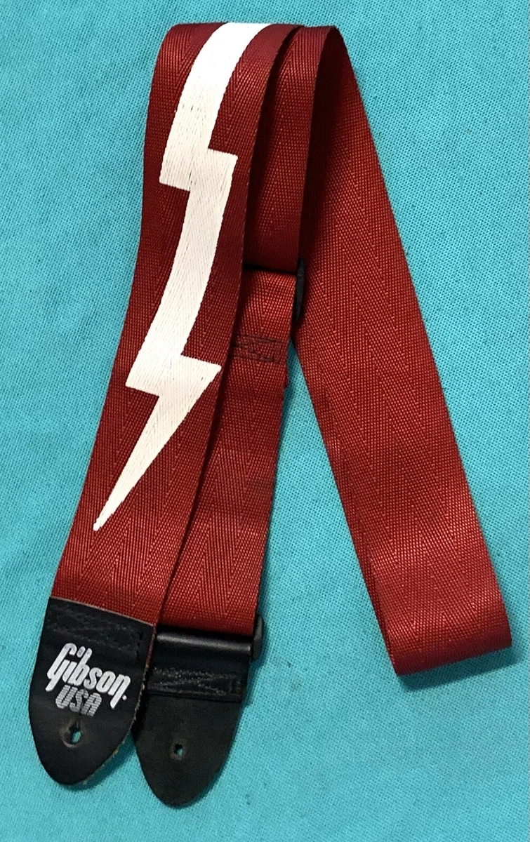 Vtg Gibson Original Logo Lightning Bolt ACE Style Guitar Strap Made in USA