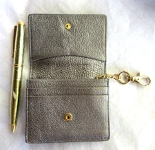 Graphic Image Small Foldover Wallet Leather with ID Window with Clip Gunmetal