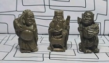 vintage set of 3  Chinese Gods figurines resin made 