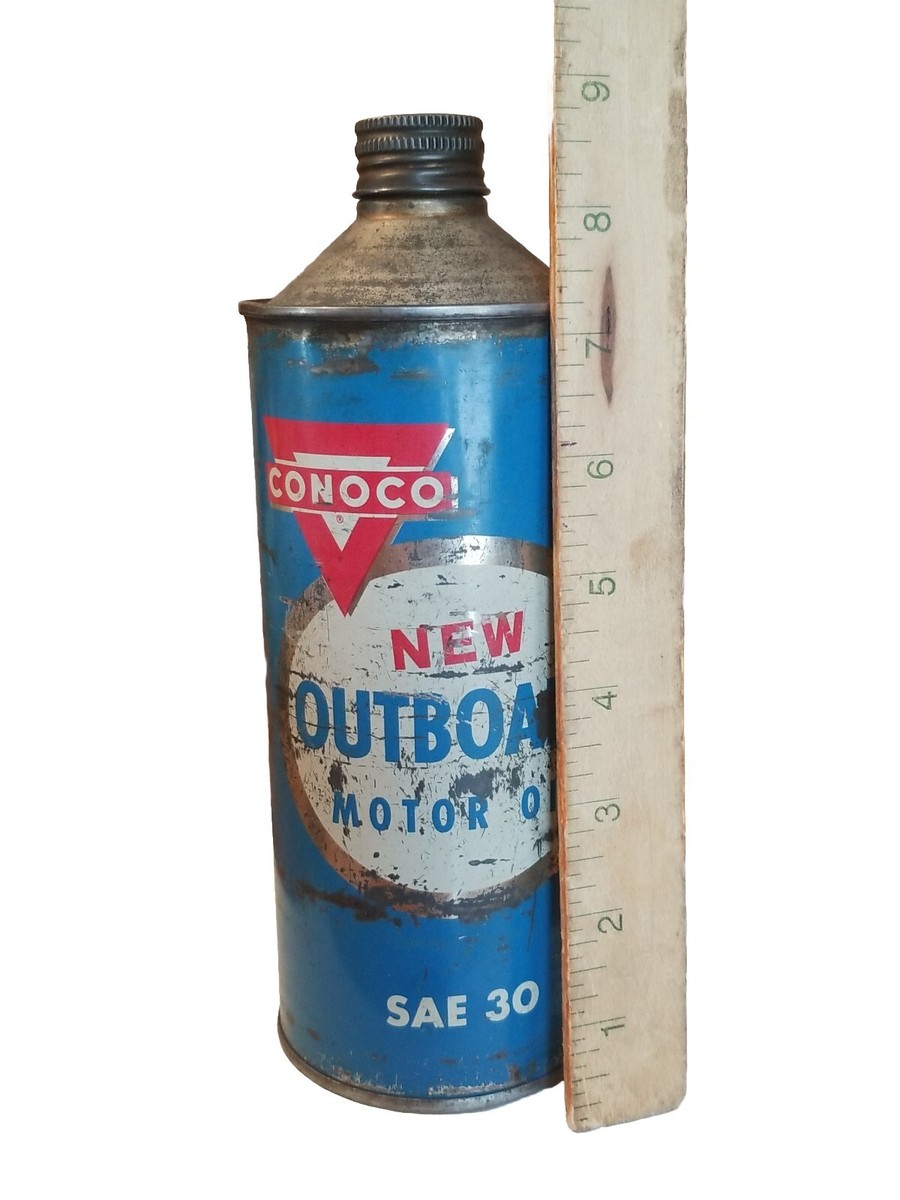 Vintage CONOCO Outboard Motor Oil SAE 30 Cone Top Qt Can | eBay