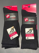 New Peds Lightweight Crew Women's Black Socks size 5-10 Soft 4 total pair