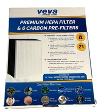 VEVA Filter A Size 21 - Premium Hepa Filter & 6 Carbon Pre-Filters (WX21)