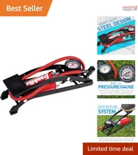 Foot Air Pump Alloy Steel 100 PSI Compact Durable Built-in Gauge Multi-Use