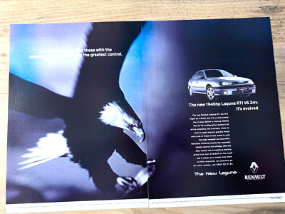 RENAULT LAGUNA RTi 3.0 V6 24V RAHMENBARES WANDBILD ORIGINAL AUTO MAGAZIN ANZEIGE