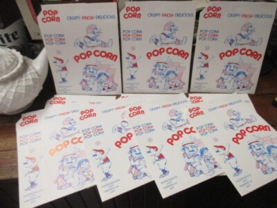 Lot of 20 VTG Crisp Fresh Delicious POPCORN BOXES Kids Clowns Sports NOS theatre