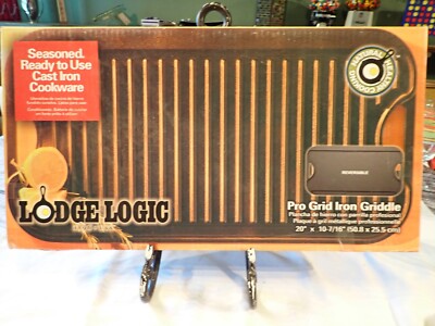 Lodge Logic Cast Iron Pro Grid Griddle Large 20'' by 10-7/16'' Seasoned and ready!