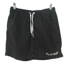 Playboy by Pacsun Men  s Black Color Size L Large 28w Swim Trunks Nylon Shorts