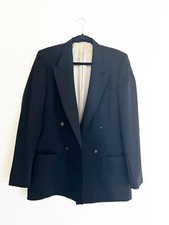 Vintage Valentino Uomo Wool Blazer Black with Gold Bronz Buttons Jacket 42 Reg