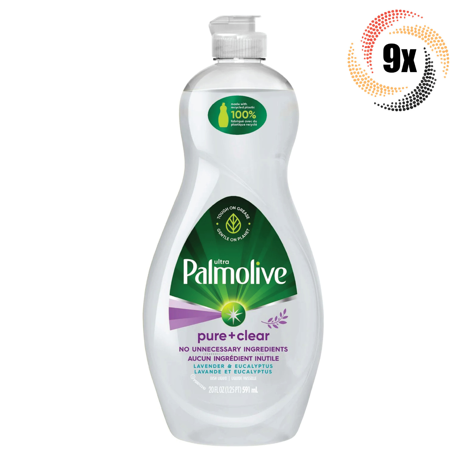 9 флаконов жидкого мыла для мытья посуды Palmolive Ultra Pure Clear Lavender 20 жидких унций 10490₽