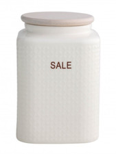 Barattolo Sale Porcellana Legno Ermetico Brandani 90884