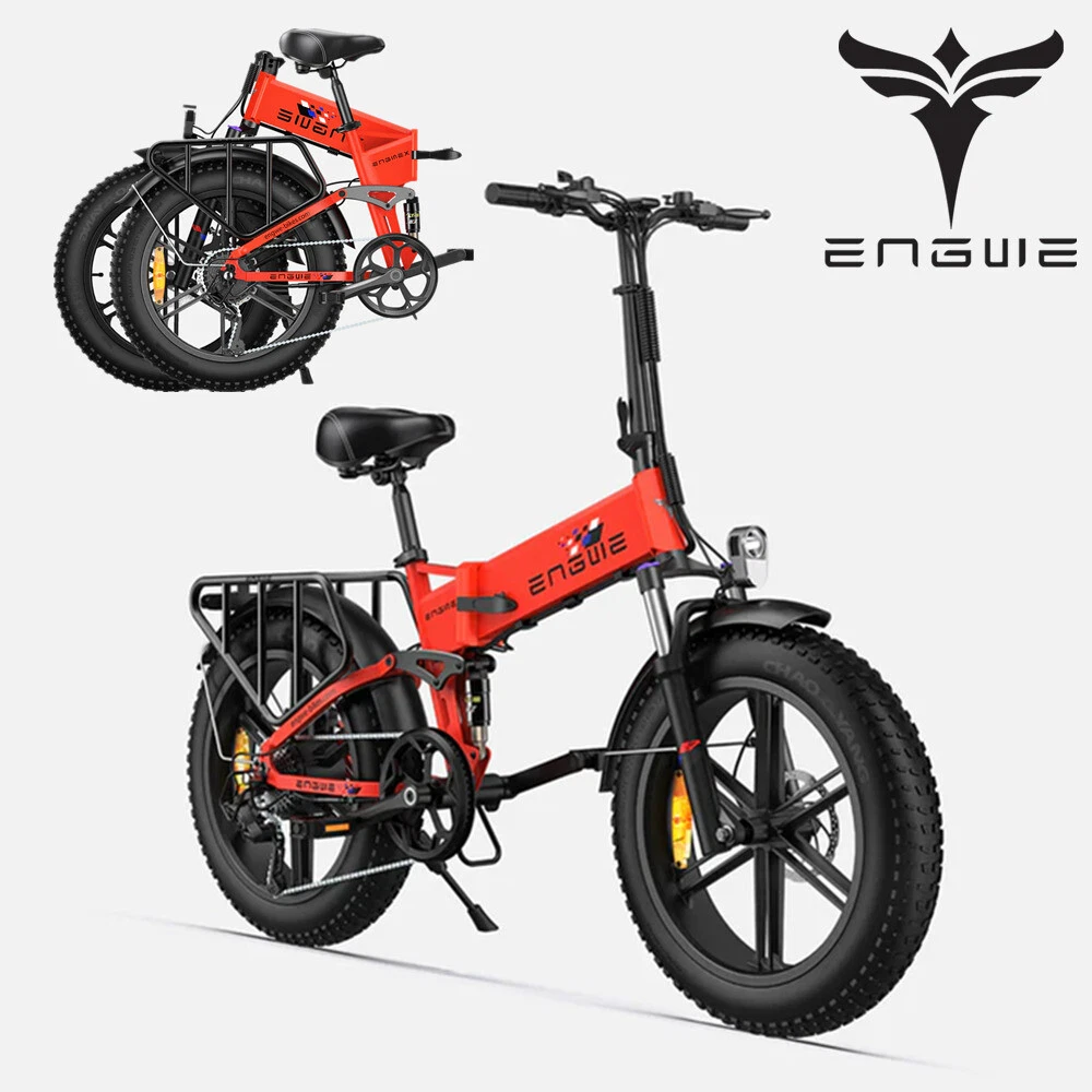ENGINE X 20inch Electric Bikes 250W 25KM H Red Mountain Bike Fat Tire Bicycle