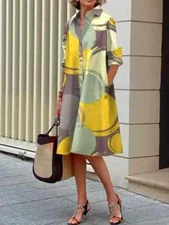 2025 Urban Street Trend Fashion Women's Lapel Long Sleeve Shirt Dress Elegant
