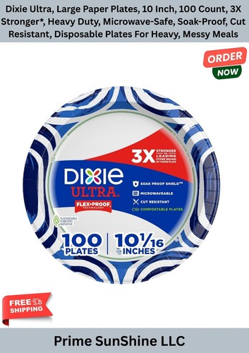 New Dixie Ultra Disposable Paper Plates 10", Multi-Color, Compostable, 100 Count