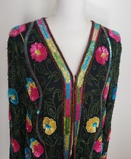 JACKET SEQUIN BRIGHT FLOWER PATTERN MULTIPLE COLORS FASHION BEADED