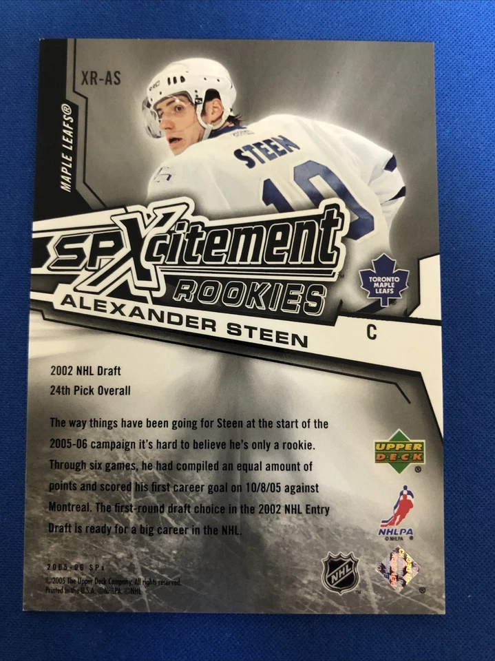 2005-06 SPx Spxcitement Rookies Alexander Steen XR-AS Toronto Maple Leafs - Image 2 of 2