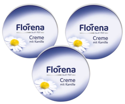   FLORENA Kamille Gesichtscreme Hautcreme Handcreme Dose Schutz Pflege 3x 150ml 