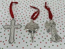 Regent Square Silver Tone Ornaments Cross, Angel & Spire Shaped Ball