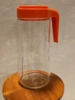 Vintage Retro Anchor Hocking Glass TANG Juice Pitcher 1 Qt 32oz Orange Lid