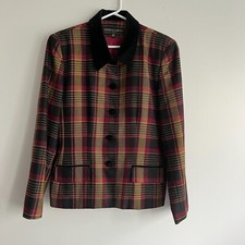 Kasper Company ASL Vintage Wool Plaid Button Up Blazer Suit Jacket 12