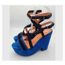 Via Spiga Chuncky Heel Womens Electric Blue suede Size 7
