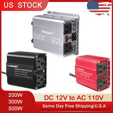 200W 300W 500W Power Inverter DC 12V to AC 110V Converter Car Plug W/ USB Laptop