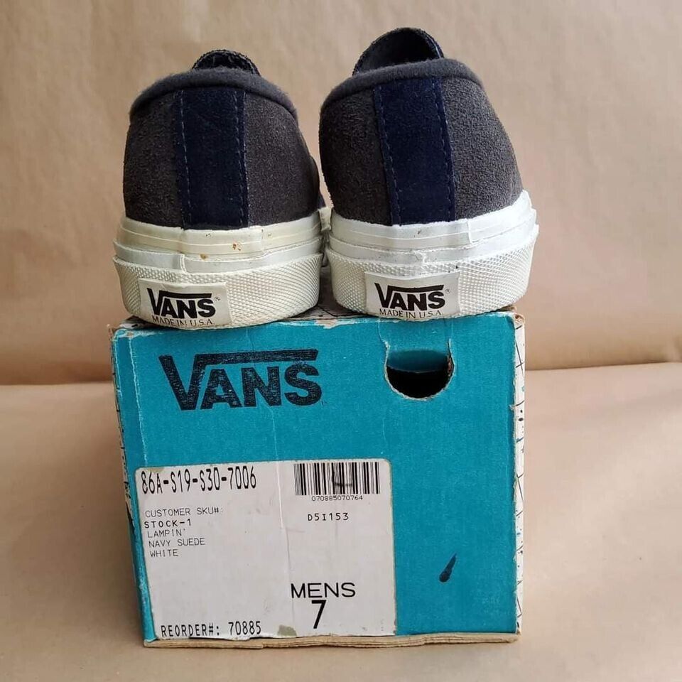 Vintage 90's Vans Lampin Made in USA Brown NAVY SUEDE Men Us