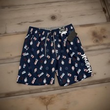Hurley Freaky Tiki Volley Swim Shorts Men Medium Obsidian Geometric Print NWT