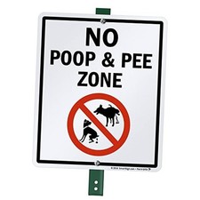 12 x 10 inch  No Poop And Pee Zone  LawnBoss Yard Sign with 3 foot Stake, 40